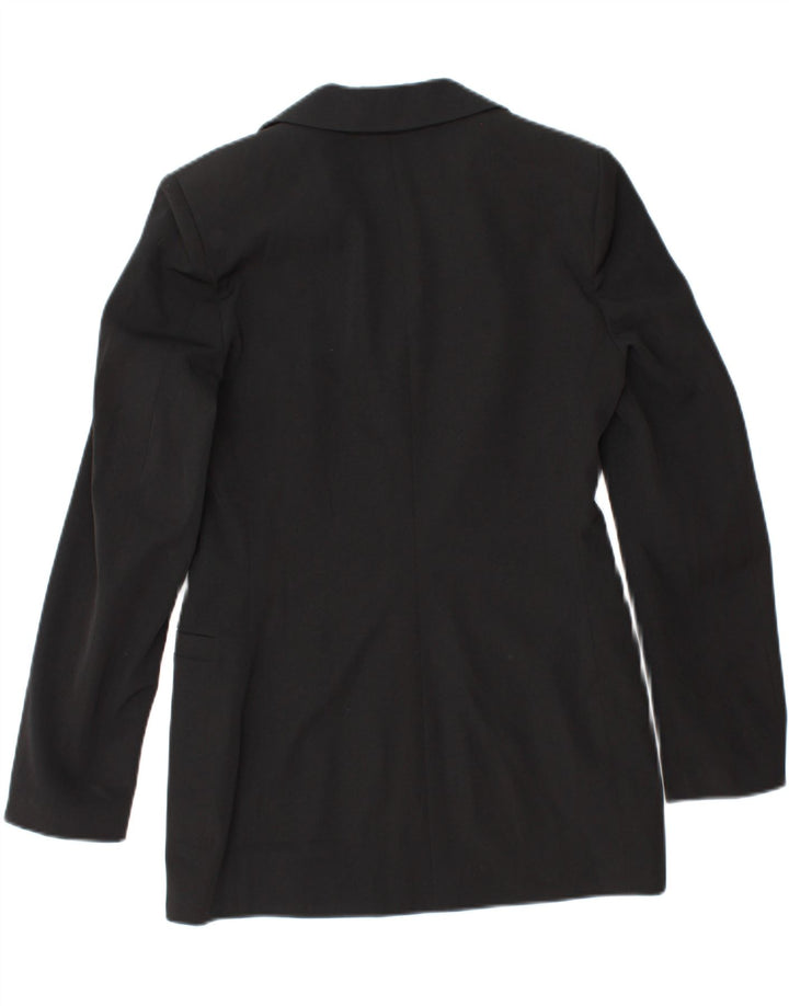 VINTAGE Womens Blazer Jacket UK 12 Medium Black Polyester