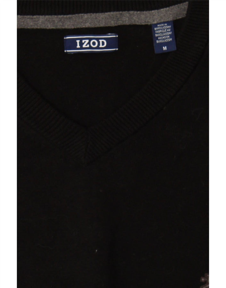 IZOD Mens V-Neck Jumper Sweater Medium Black Cotton Vintage Izod and Second-Hand Izod from Messina Hembry 