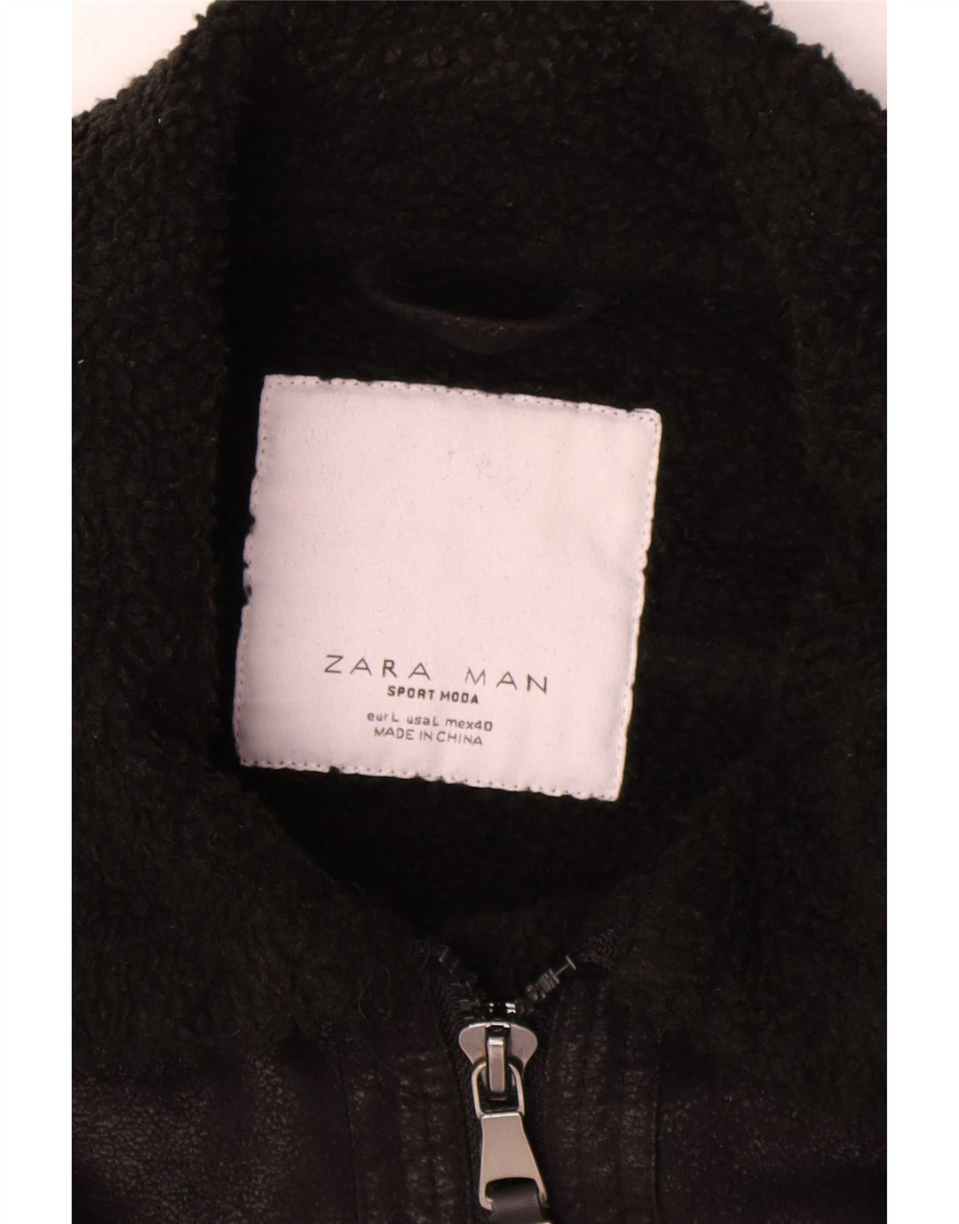 Zara Herre Sherpa Jacket UK 40 Large Black
