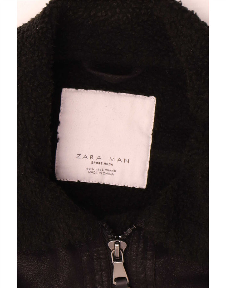 Zara Herre Sherpa Jacket UK 40 Large Black