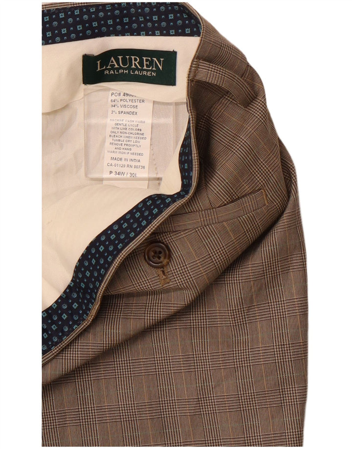 POLO RALPH LAUREN Lige jakkesæt til mænd, bukser W34 L30 Brun Houndstooth