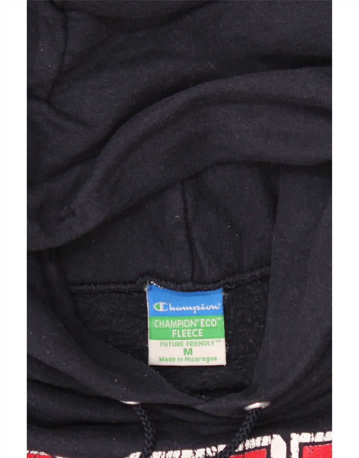 CHAMPION Mens Graphic Hoodie Jumper Medium Navy Blue Vintage Champion and Second-Hand Champion from Messina Hembry 
