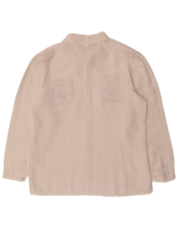 Vintage Womens Shirt Blouse UK 14 Medium White Floral