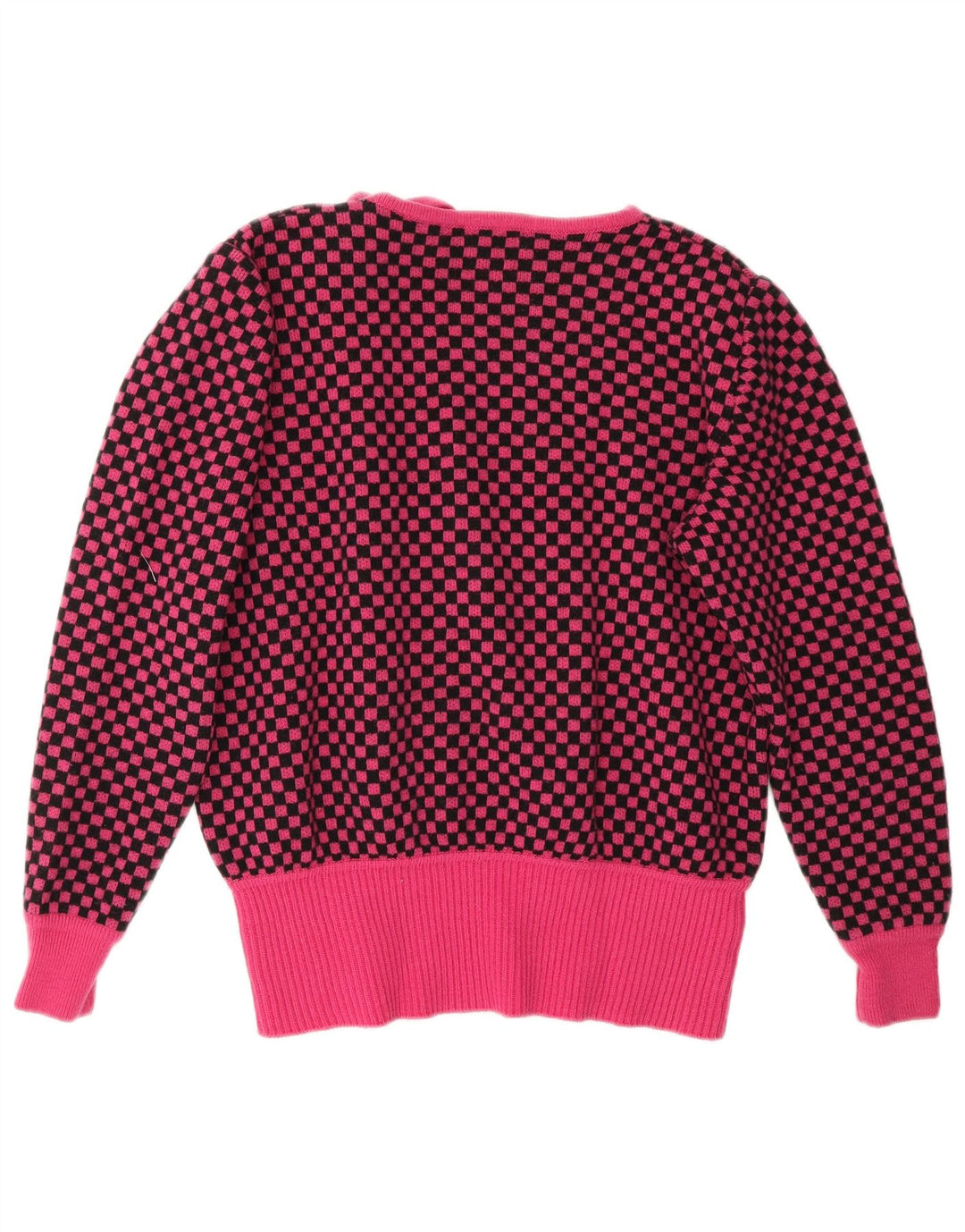 Valentino Dame Boat Neck Jumper Sweater IT 46 Large Pink Gingham Wool