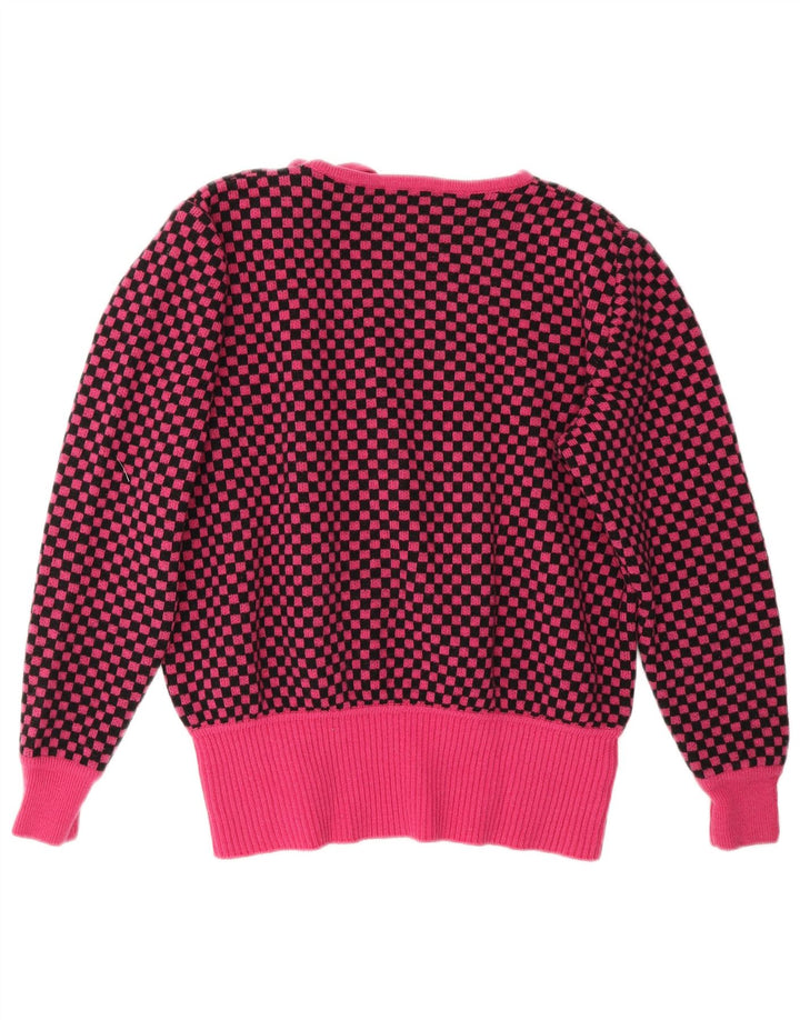 Valentino Dame Boat Neck Jumper Sweater IT 46 Large Pink Gingham Wool