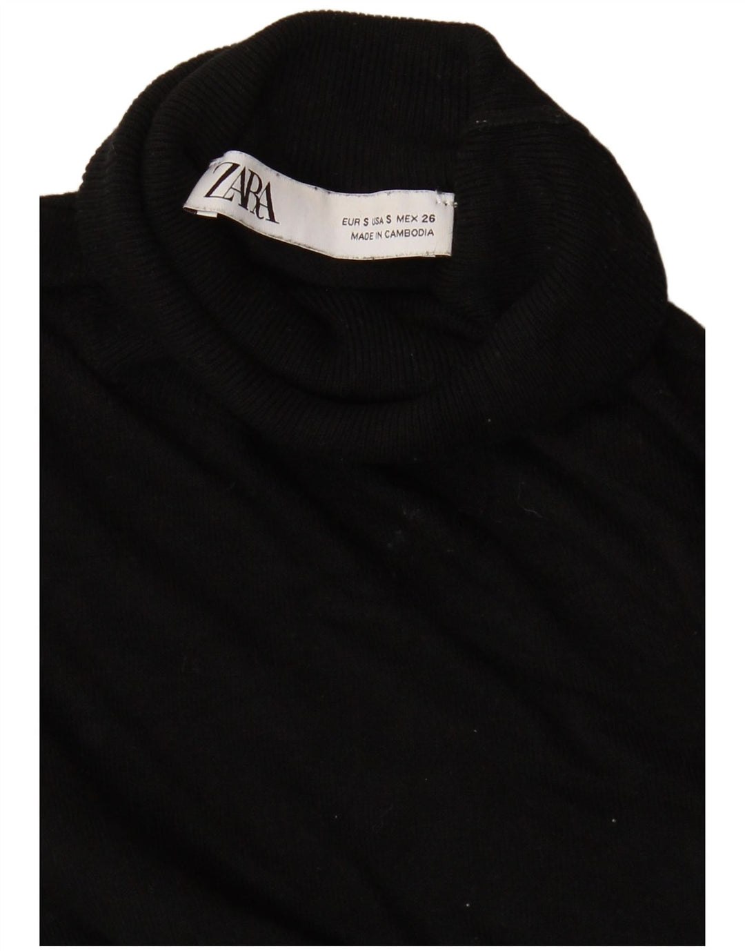 Zara Dame Rullehals Sweater UK 10 Lille Sort