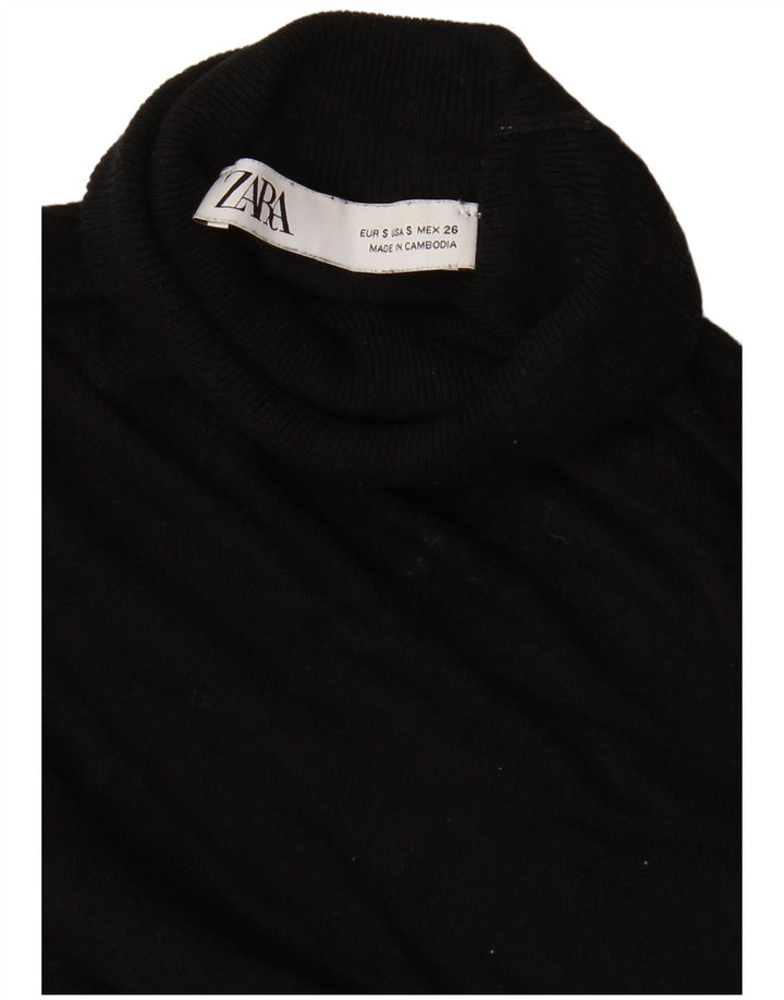 Zara Dame Rullehals Sweater UK 10 Lille Sort