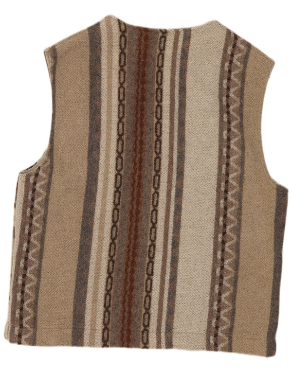 Vintage Herre Utility Gilet UK 38 Medium Grey Geometric Wool