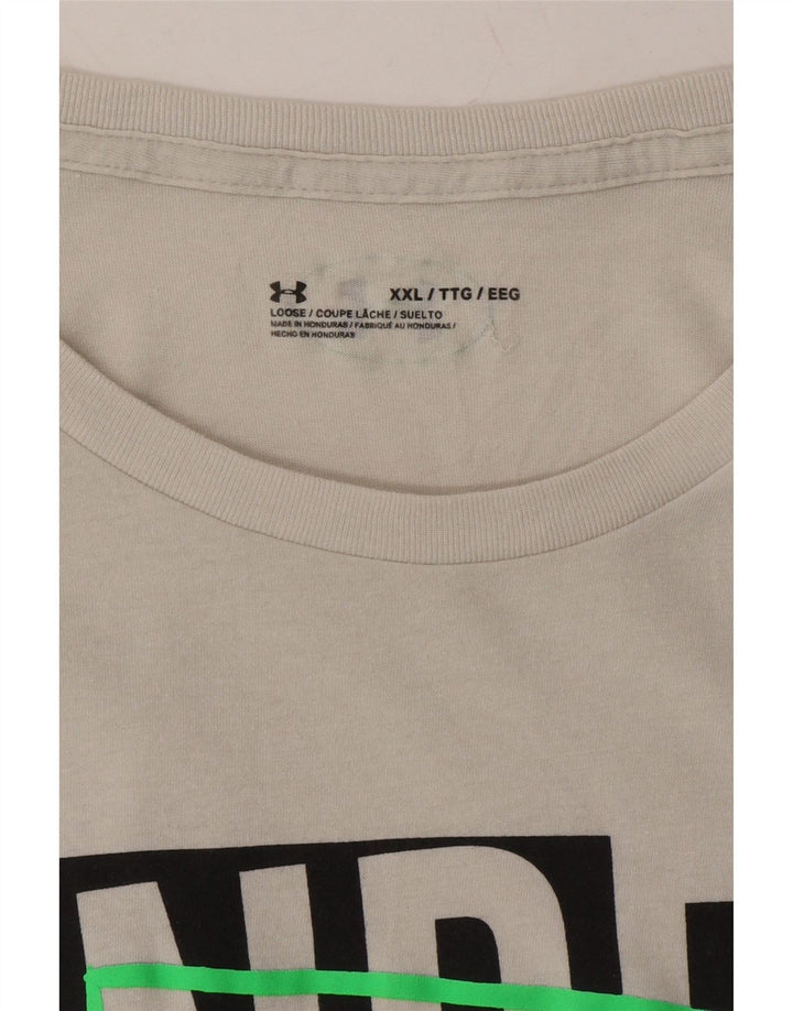 UNDER ARMOUR Mens Graphic T-Shirt Top 2XL White Cotton Vintage Under Armour and Second-Hand Under Armour from Messina Hembry 