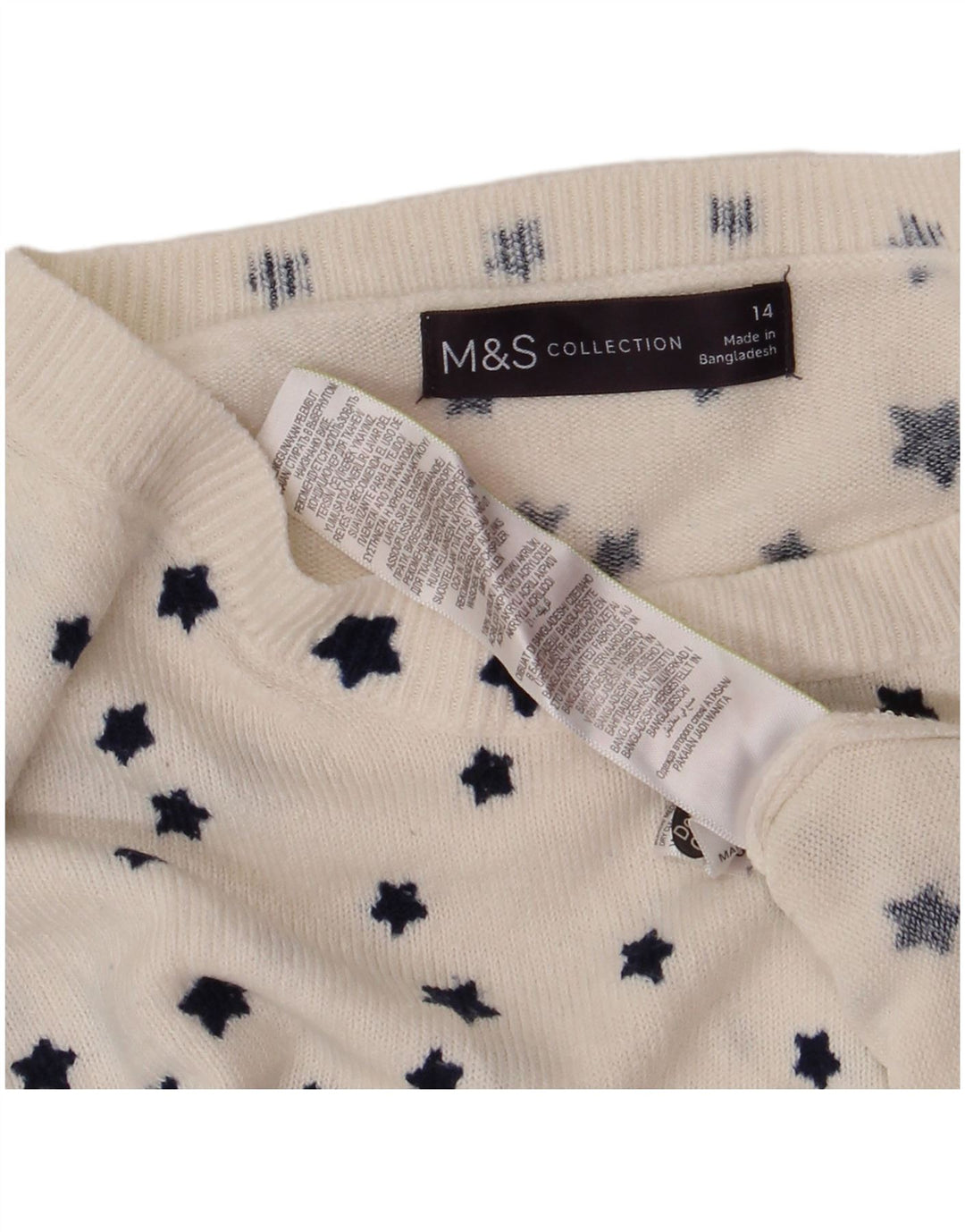 Marks & Spencer Dame Boat Neck Jumper Sweater UK 14 Large White