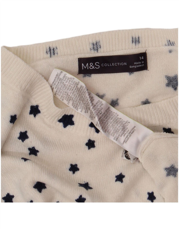 Marks & Spencer Dame Boat Neck Jumper Sweater UK 14 Large White