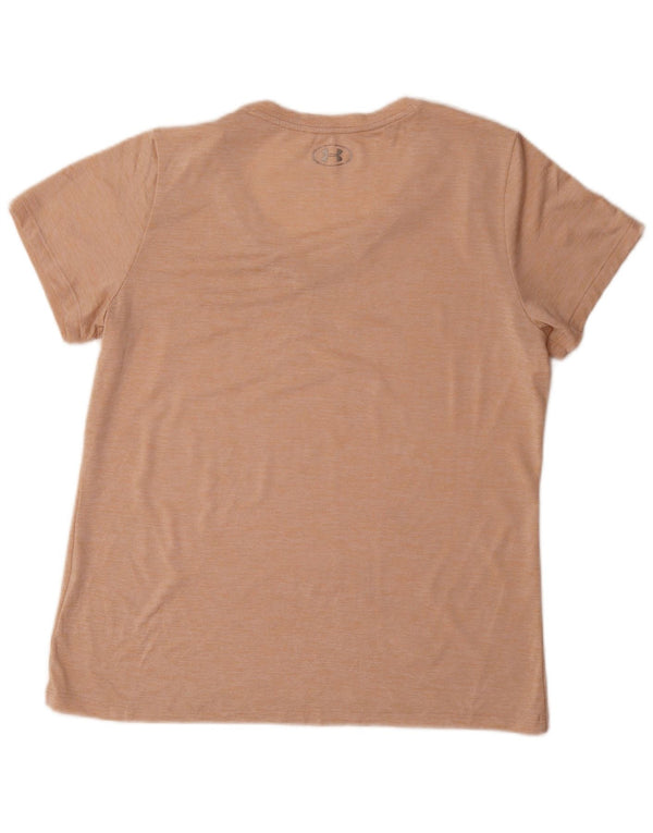 Under Armour Dame Heat Gear T-Shirt Top Large Pink Flecked