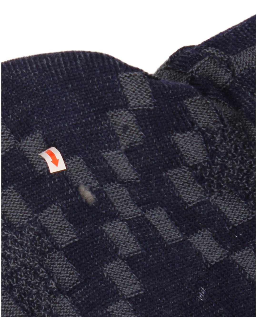 VINTAGE Herre cardigan sweater Stor marineblå geometrisk viskose