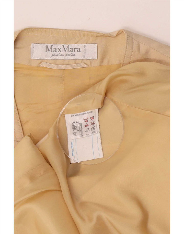 Max Mara Dame 2 Button Blazer Jacket UK 12 Medium Beige Silke