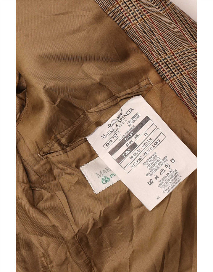 Marks & Spencer Herre 2-knaps blazerjakke UK 38 Medium Beige Houndstooth