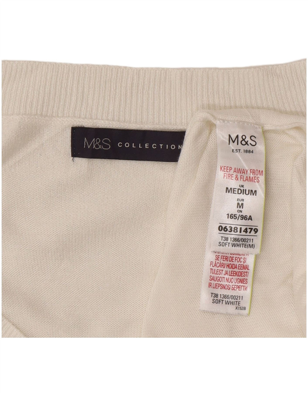Marks & Spencer Dame V-hals sweater UK 14 Medium White Floral