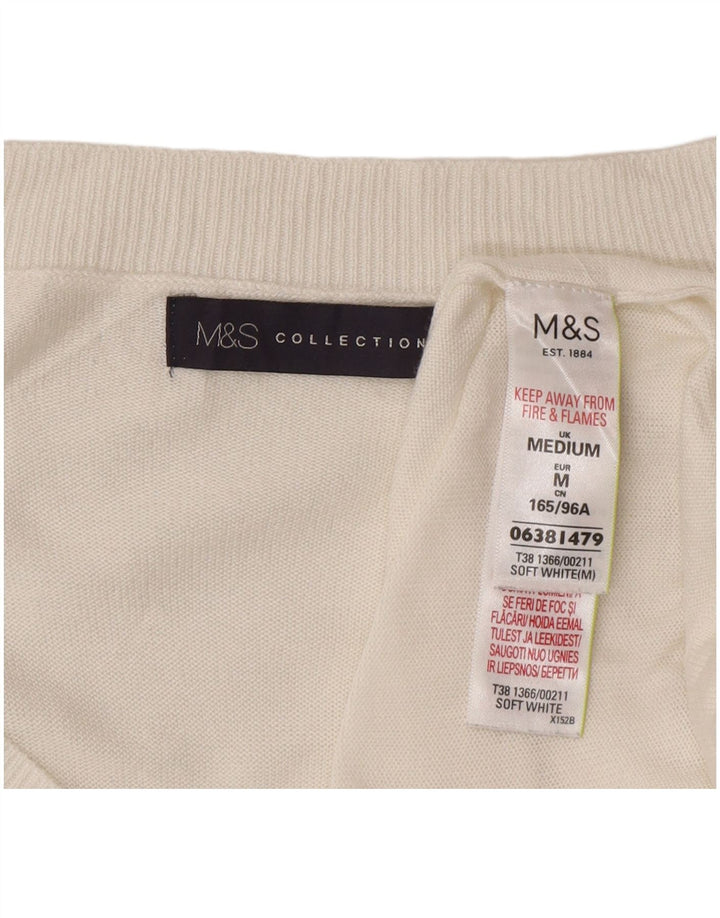 Marks & Spencer Dame V-hals sweater UK 14 Medium White Floral