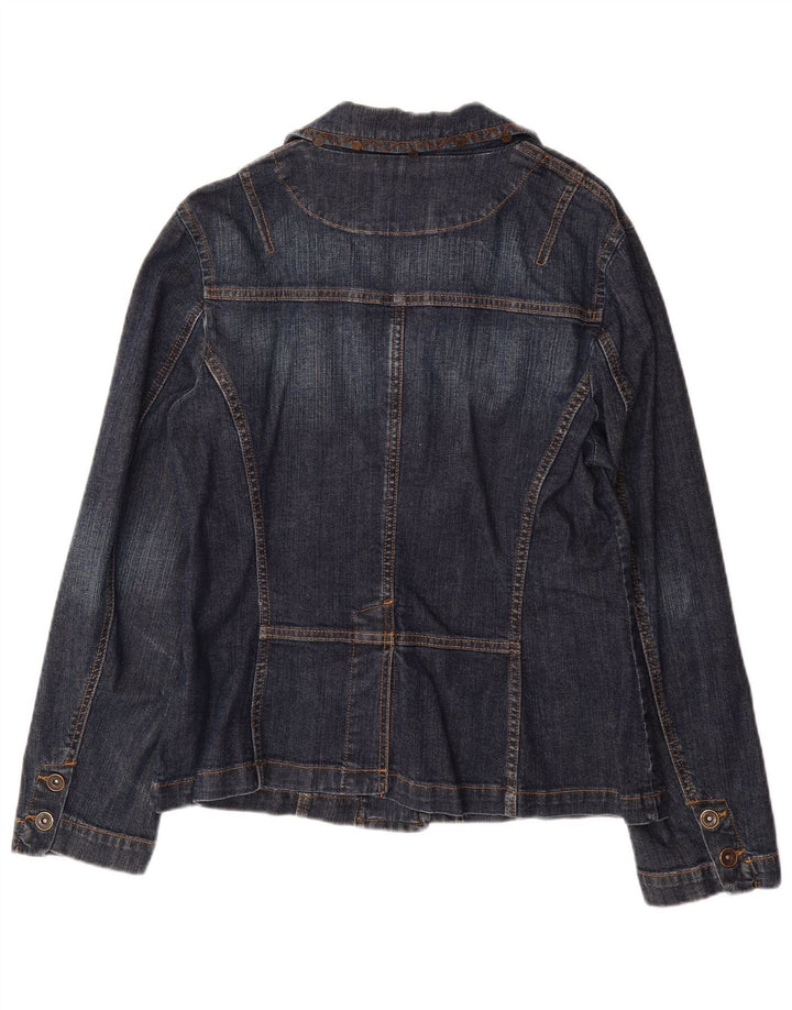 OLSEN Dame 2 Button Denim Blazer Jacket UK 14 Medium Blue Bomuld
