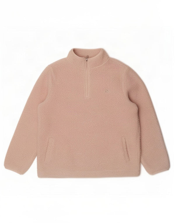 Crew tøj Dame lynlås hals Fleece Jumper UK 14 Large Pink Polyester