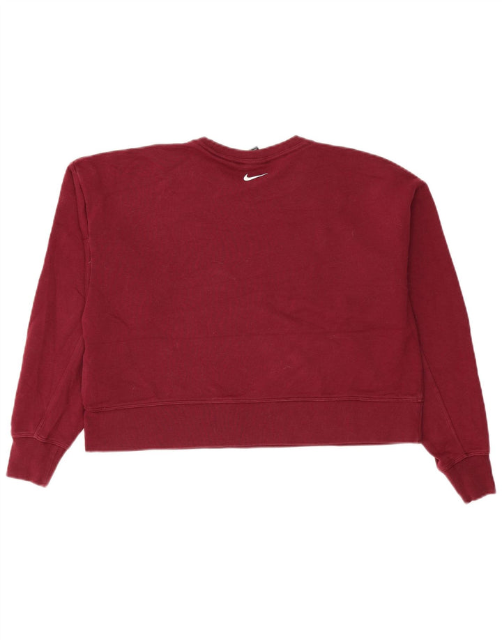 Nike Dame Oversized Graphic Crop Sweatshirt Jumper UK 6 XS Burgundy