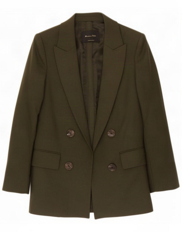 Massimo Dutti Womens Open Blazer Jacket EU 38 Small Khaki Wool