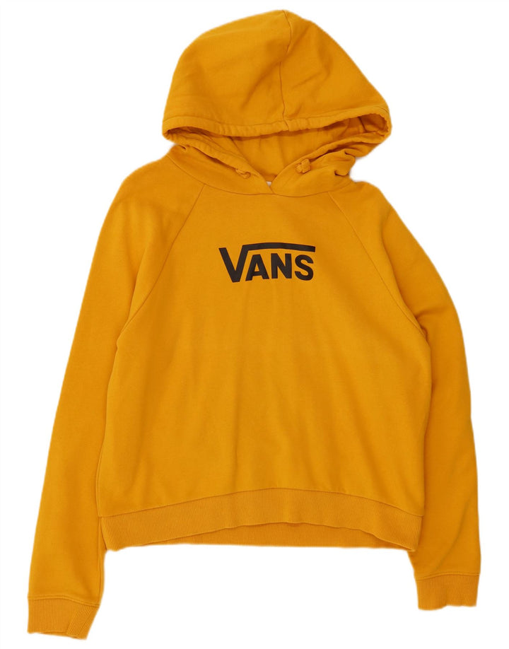 VANS Dame Loose Fit Grafisk Hoodie Jumper UK 14 Medium Gul Bomuld