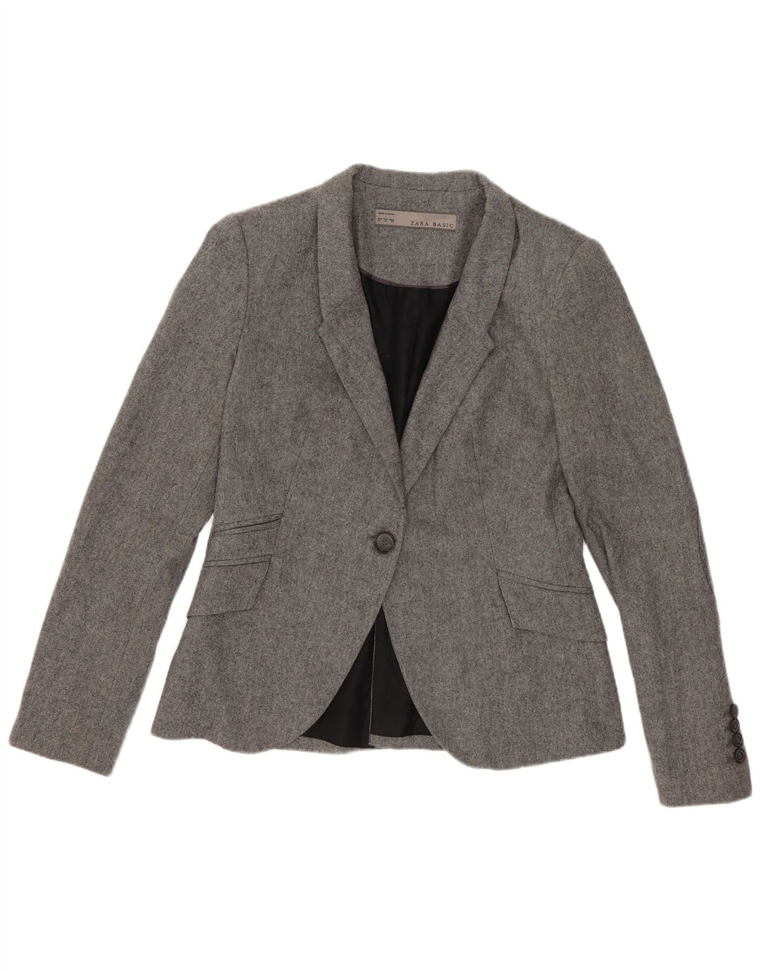 Zara Dame 1 Knap Blazer Jacket UK 12 Medium Grey Viscose