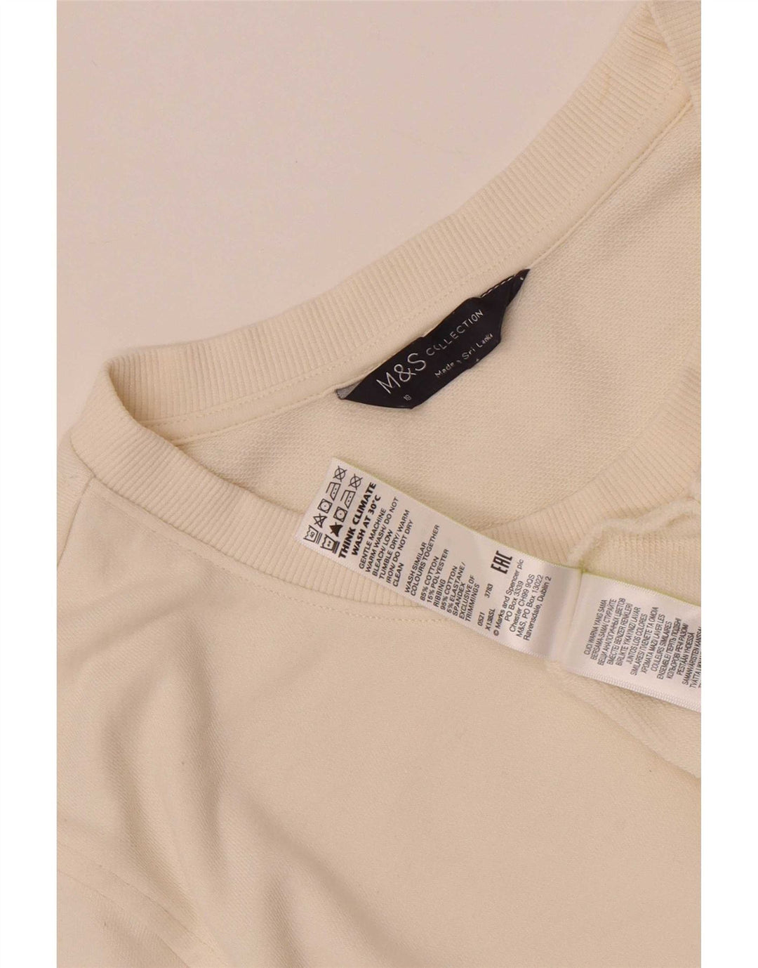 Marks & Spencer Dame Sweatshirt Jumper UK 18 XL Hvid Bomuld
