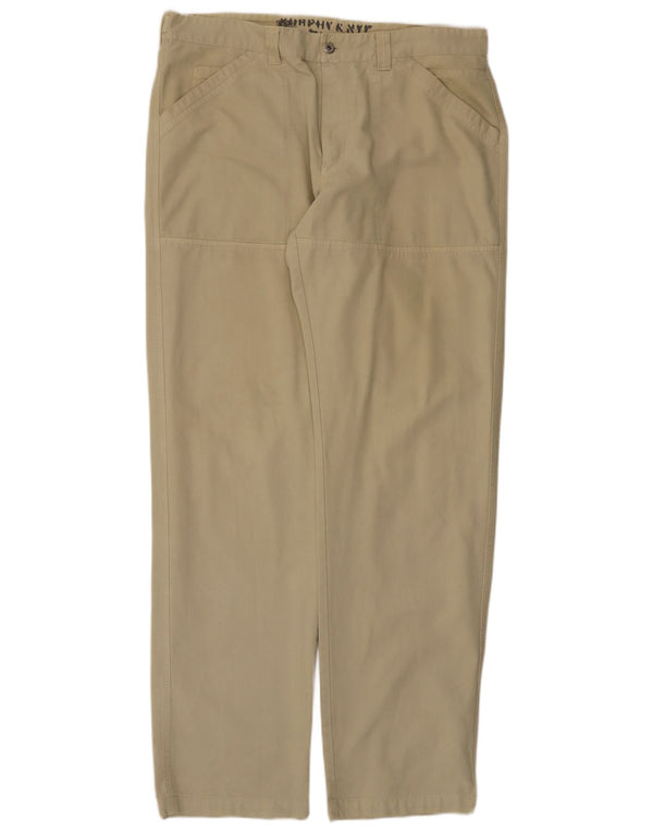 Murphy & Nye Straight Casual Bukser til mænd W40 L36 Beige Bomuld