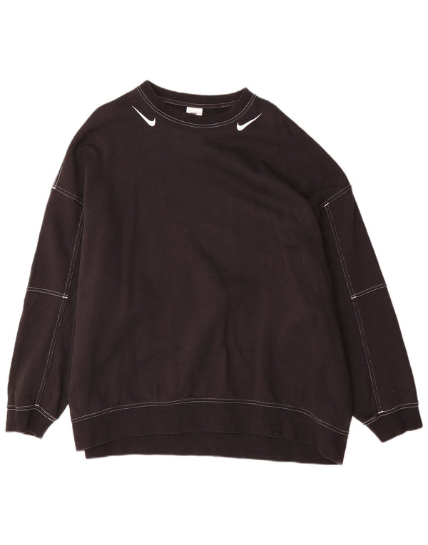 Nike Herre Grafisk Oversized Sweatshirt Jumper Medium Sort Bomuld