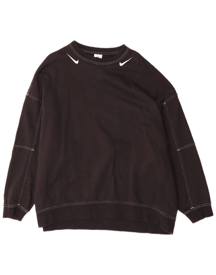 Nike Herre Grafisk Oversized Sweatshirt Jumper Medium Sort Bomuld