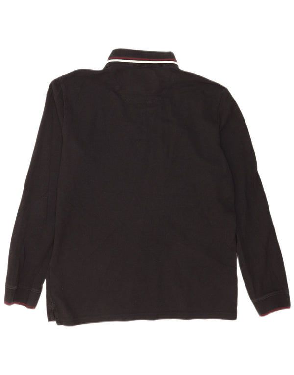 Jack Wills Langærmet herre poloshirt med klassisk pasform Medium sort bomuld