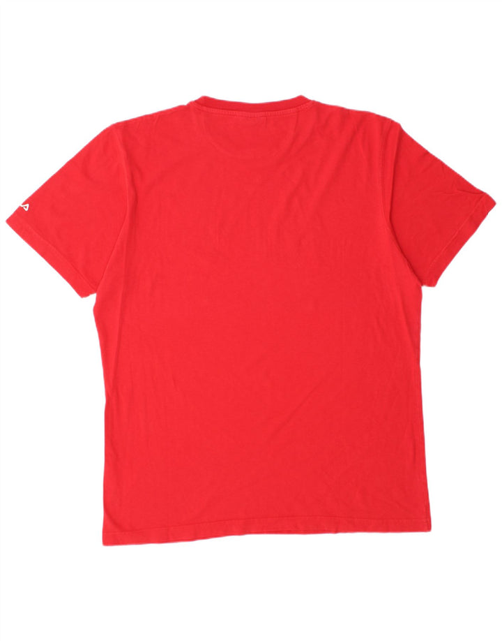 Fila Herre Grafisk T-Shirt Top XL Rød Bomuld