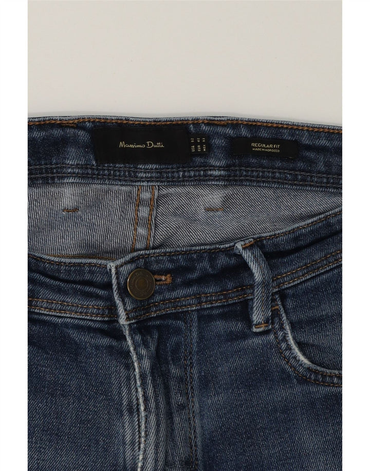 MASSIMO DUTTI Mens Regular Fit Straight Jeans EU 42 Large W32 L27 Blue Vintage Massimo Dutti and Second-Hand Massimo Dutti from Messina Hembry 