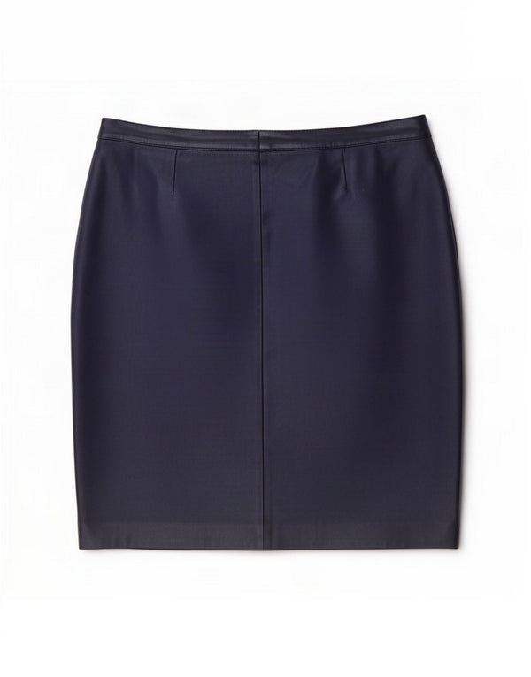 Vintage Womens Leather Skirt XL W36 Navy Blue