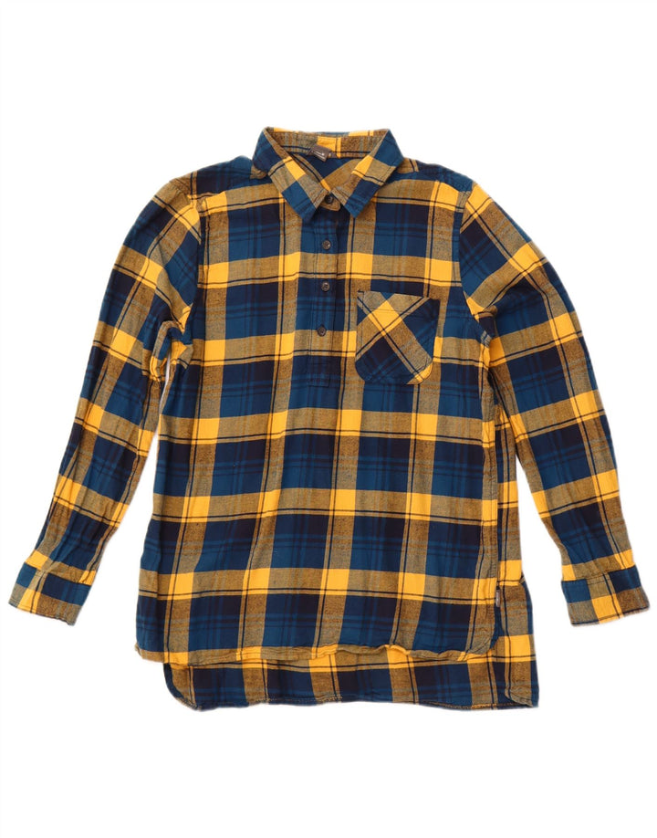 EDDIE BAUER Dame Pullover Flanell Shirt UK 12 Medium Blue Ternet Bomuld