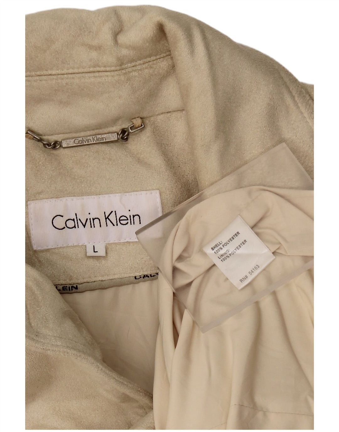 CALVIN KLEIN Dame 3-knaps blazerjakke UK 16 Stor Beige Polyester