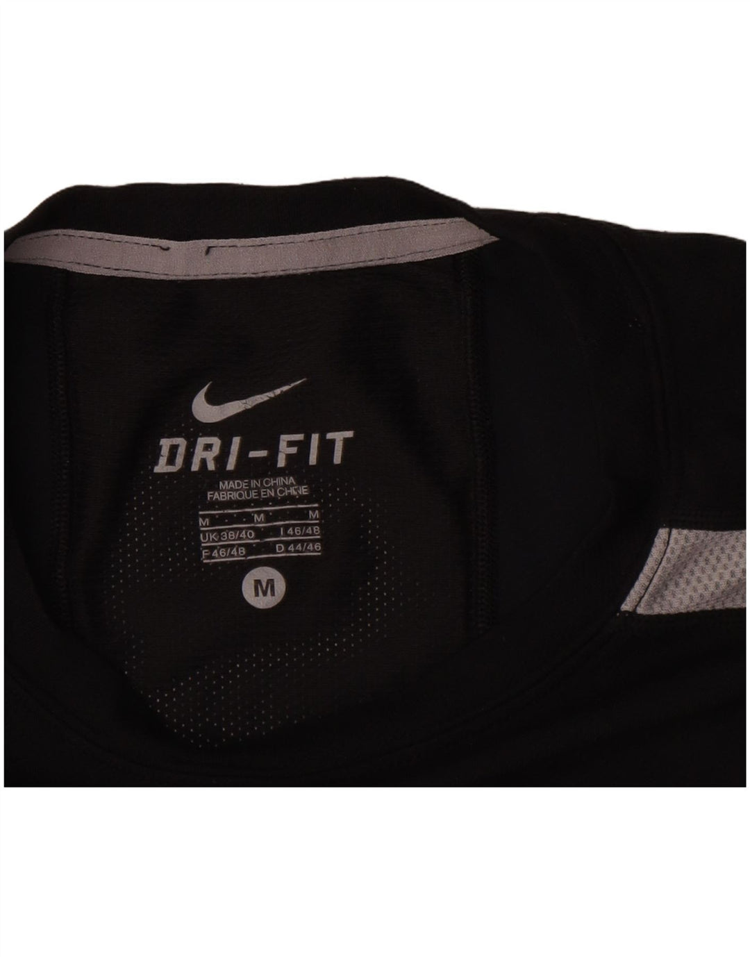 Nike Herre Dri Fit T-Shirt Top UK 38/40 Medium Sort Colourblock Polyester