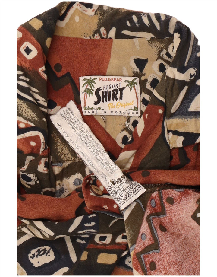 Pull & Bear Kortærmet Herreskjorte Stor flerfarvet geometrisk viskose