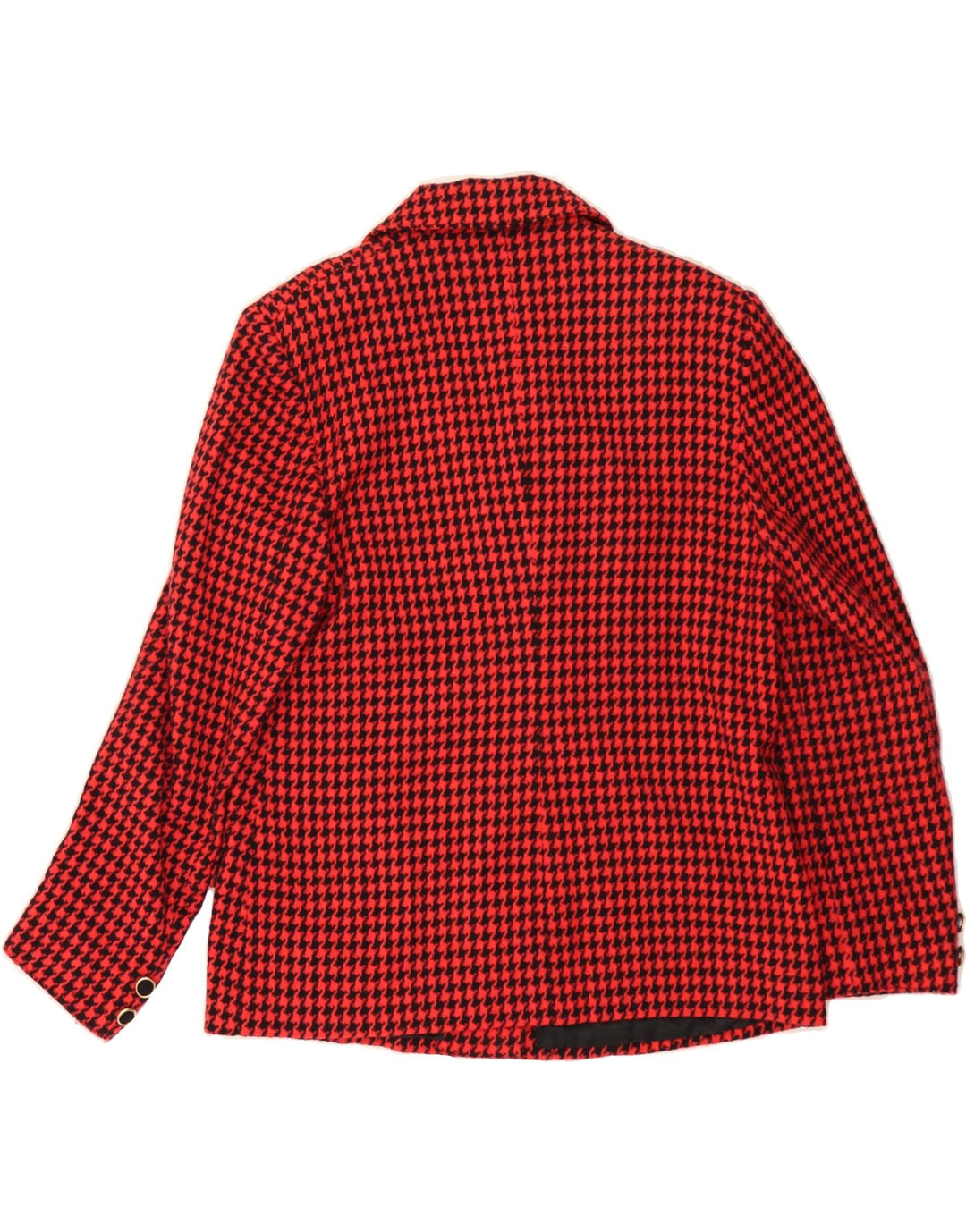 VINTAGE Womens 4 Button Blazer Jacket UK 12 Medium Red Houndstooth Vintage Vintage and Second-Hand Vintage from Messina Hembry 
