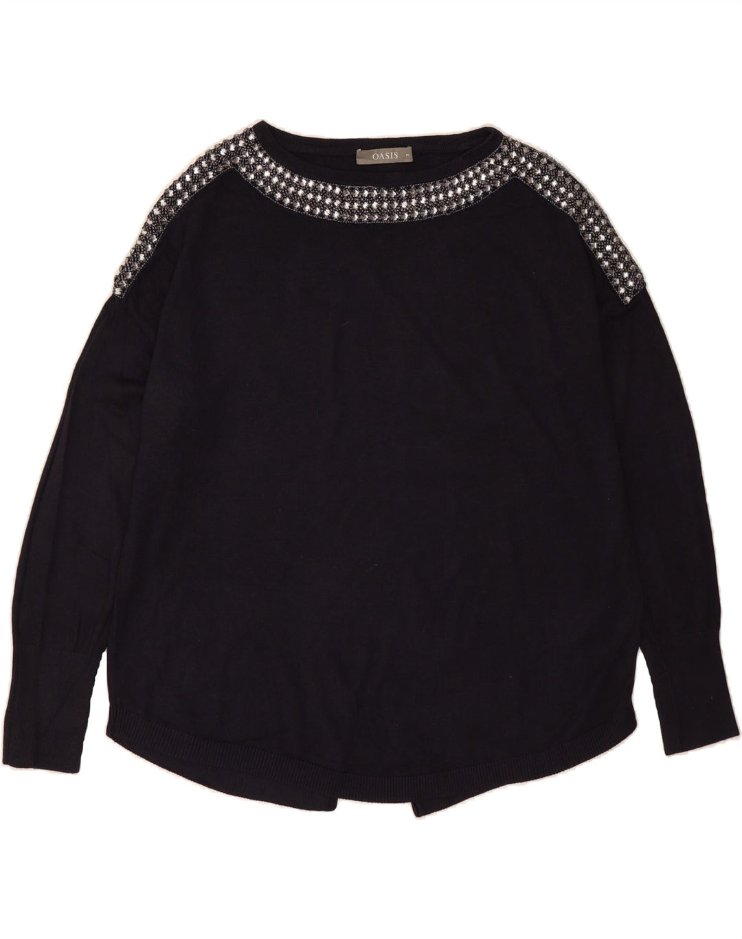 OASIS Womens Oversized Boat Neck Jumper Sweater UK 14 Medium Navy Blue Vintage Oasis and Second-Hand Oasis from Messina Hembry 