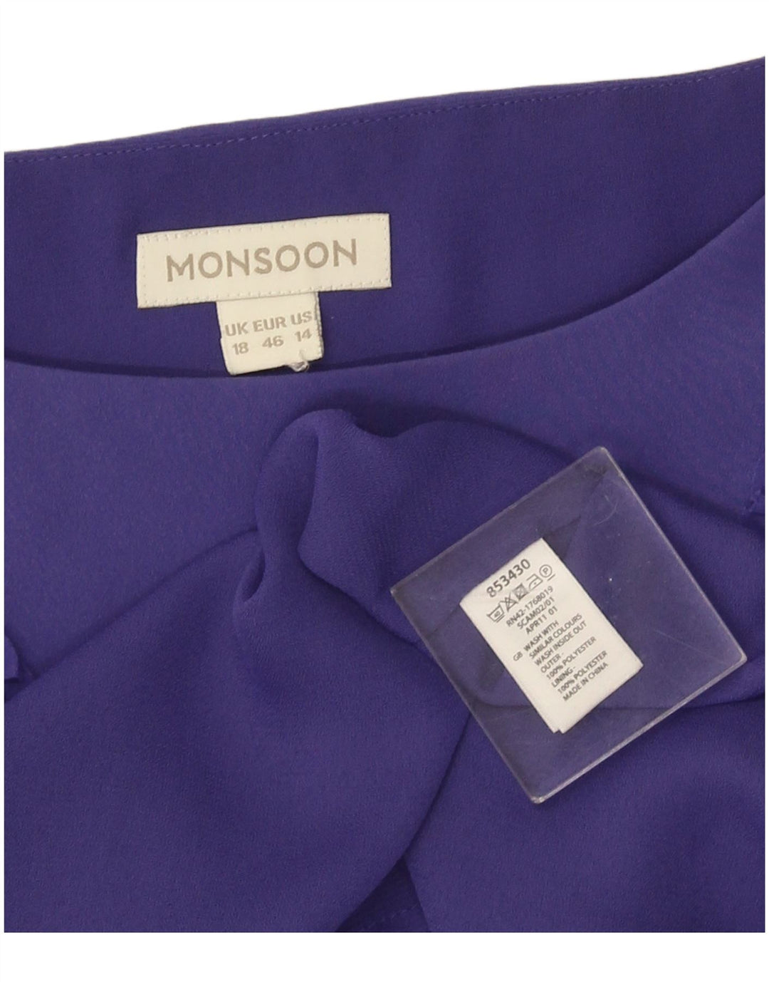 Monsoon Womens Ærmeløs Flæse Front Shift Dress UK 18 XL Lilla