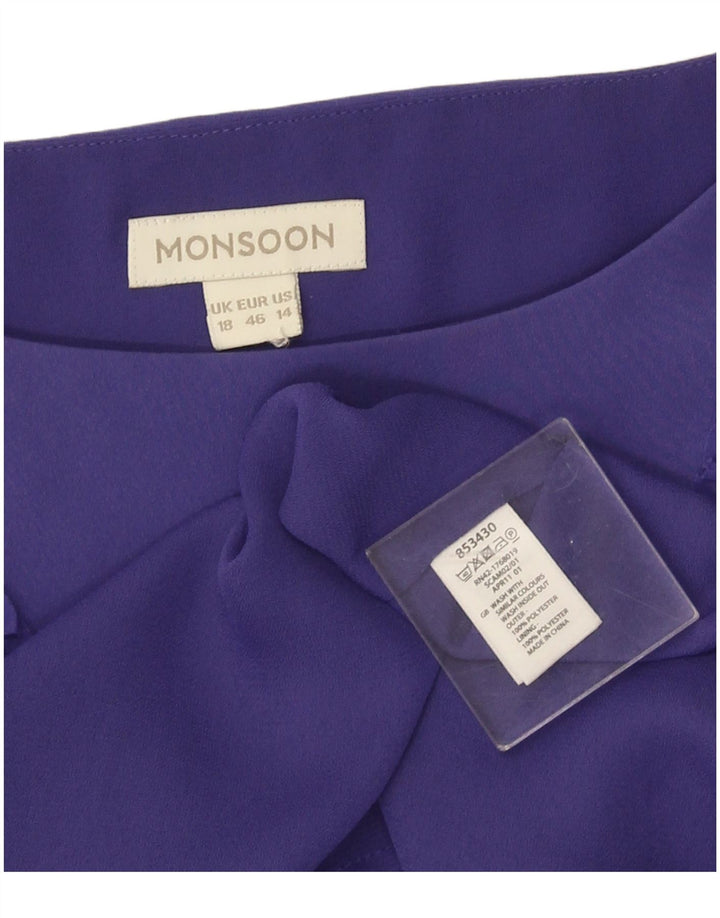 Monsoon Womens Ærmeløs Flæse Front Shift Dress UK 18 XL Lilla
