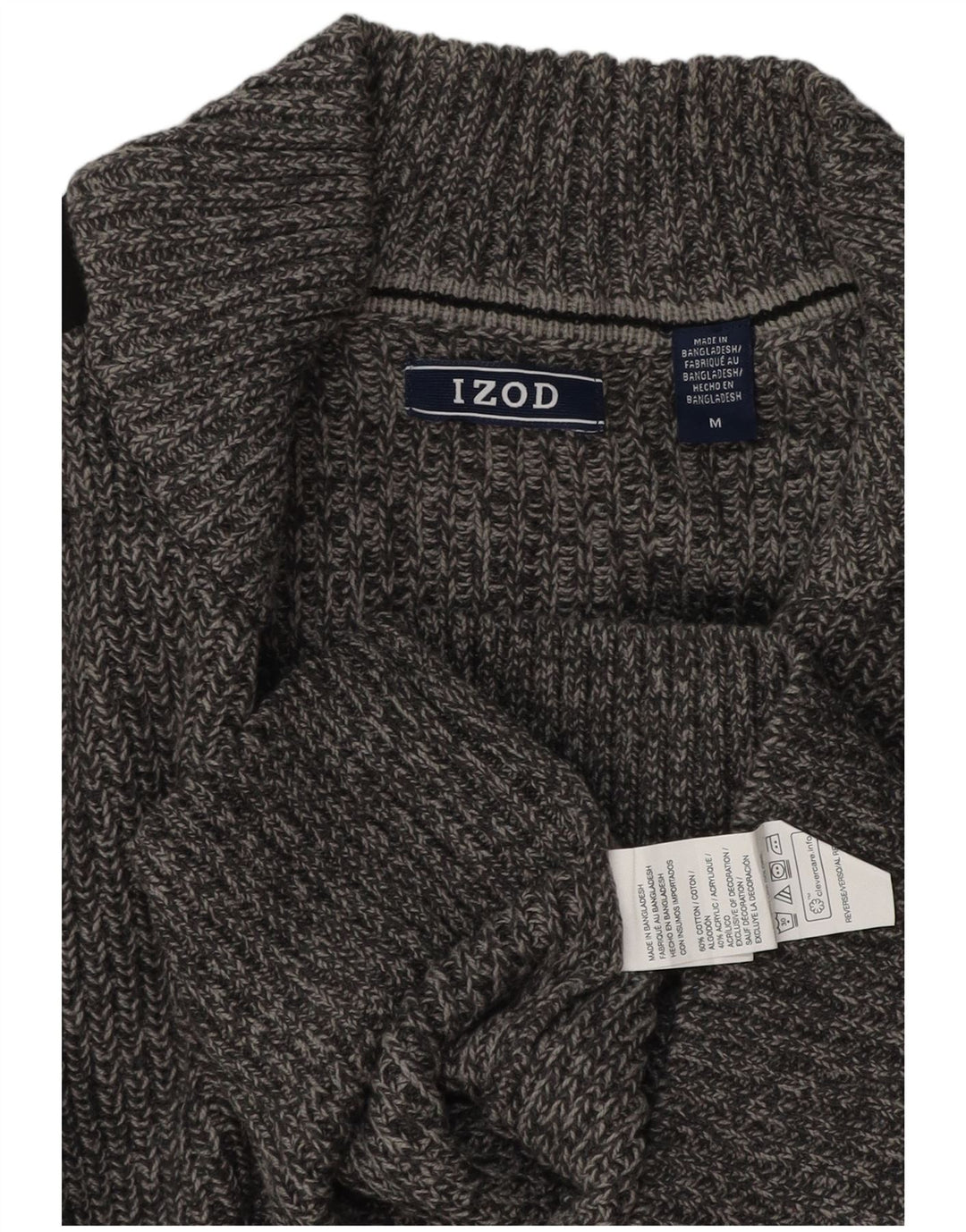 IZOD Herre cardigan sweater Medium Grey Colourblock Bomuld