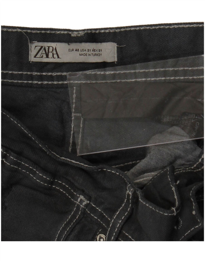 ZARA Distressed Denim Shorts til mænd EU 40 Medium W31 Grå Bomuld