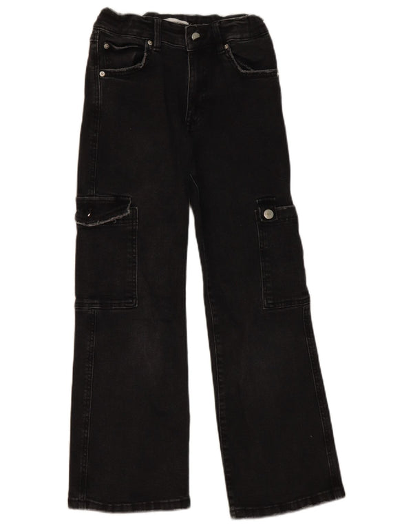 Zara Boys Cargo Jeans med brede ben 9-10 år W26 L24 sort bomuld
