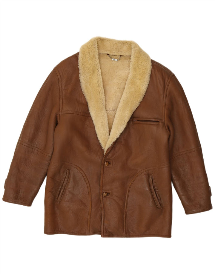 Mabrun Herre Shearling Jacket IT 48 Medium Brun Colourblock Læder
