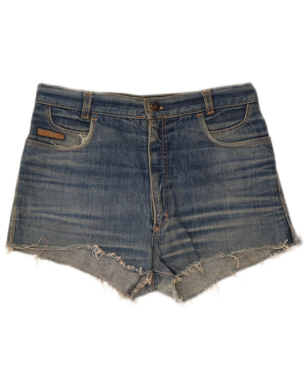 Vintage Kvinders Distressed Denim Shorts W30 Medium Blue