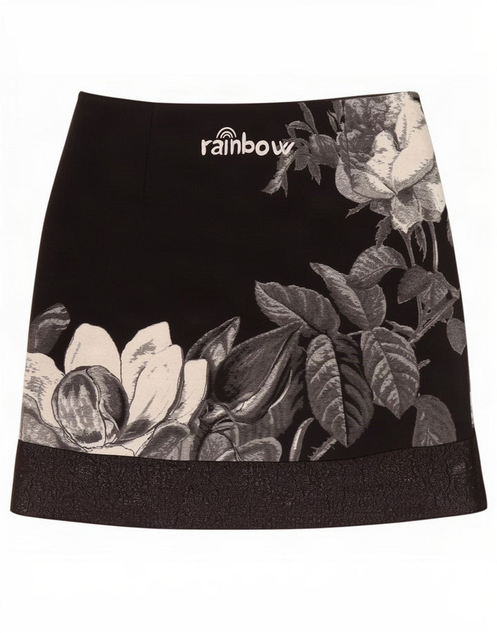 Desigual Dame Grafisk Mini Nederdel EU 40 Medium W32 Sort Floral Polyester