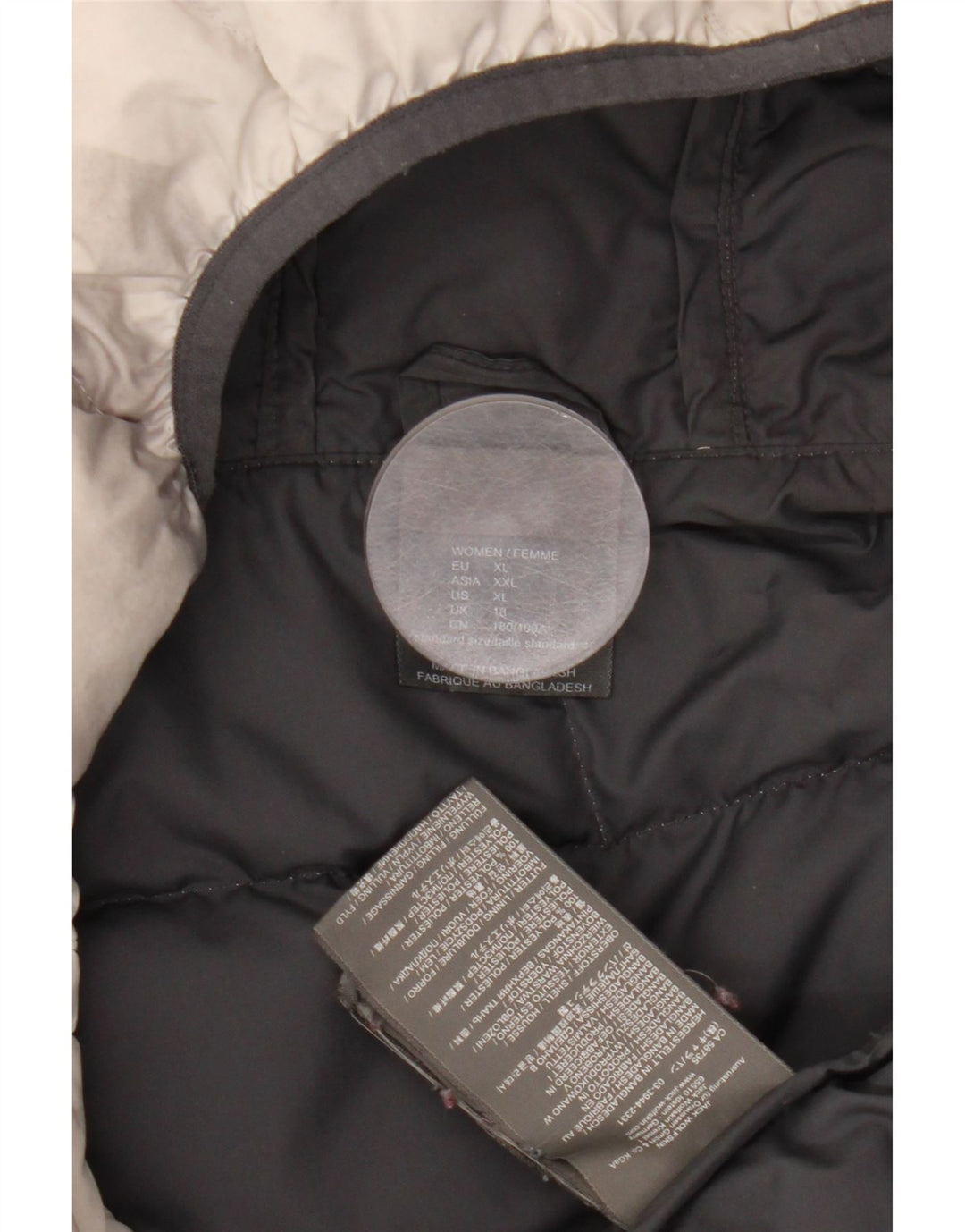Jack Wolfskin Dame hætte polstret jakke UK 18 XL Grå Tie Dye Polyester